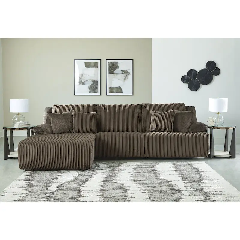 Corduroy Reclining Sectional Sofa with Chaise - 3-Piece Set