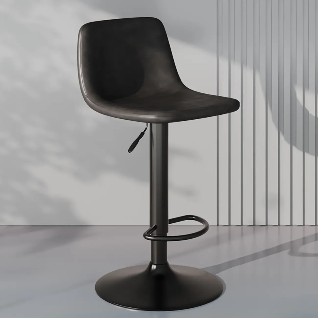 Modern Leather Swivel Bar Stool Adjustable Height