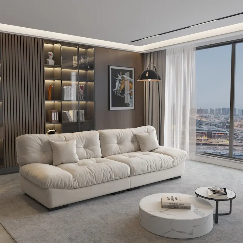 105  Minimalism Cloud Sofa Loveseat with Two Pillow