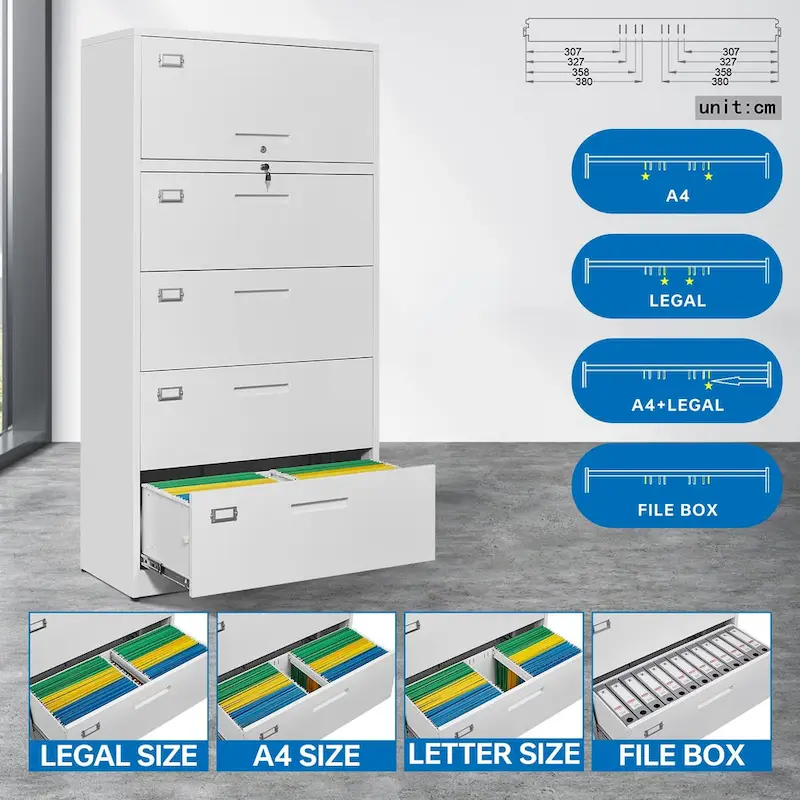 4-Drawer Lateral File Cabinet with Lock