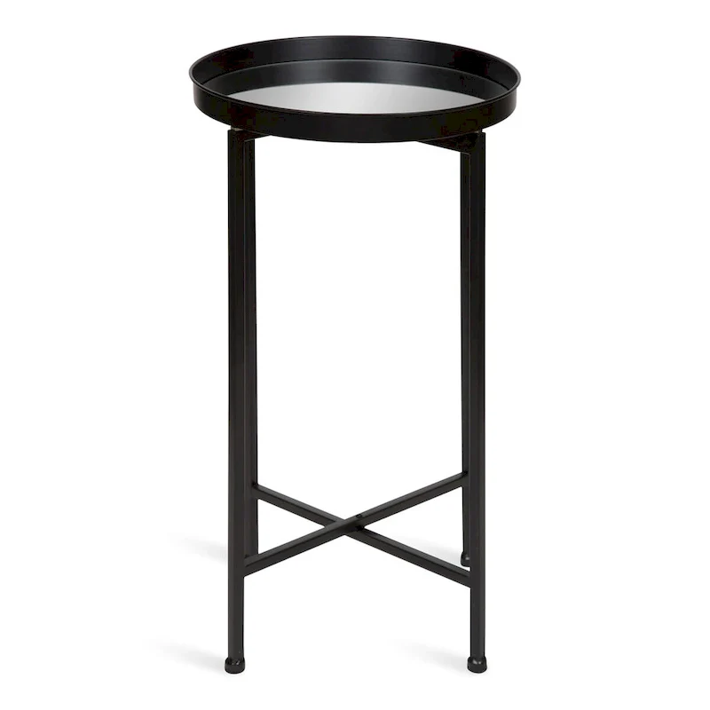 Celia Round Metal Tray/ Foldable Accent Table - 14x14x25.75