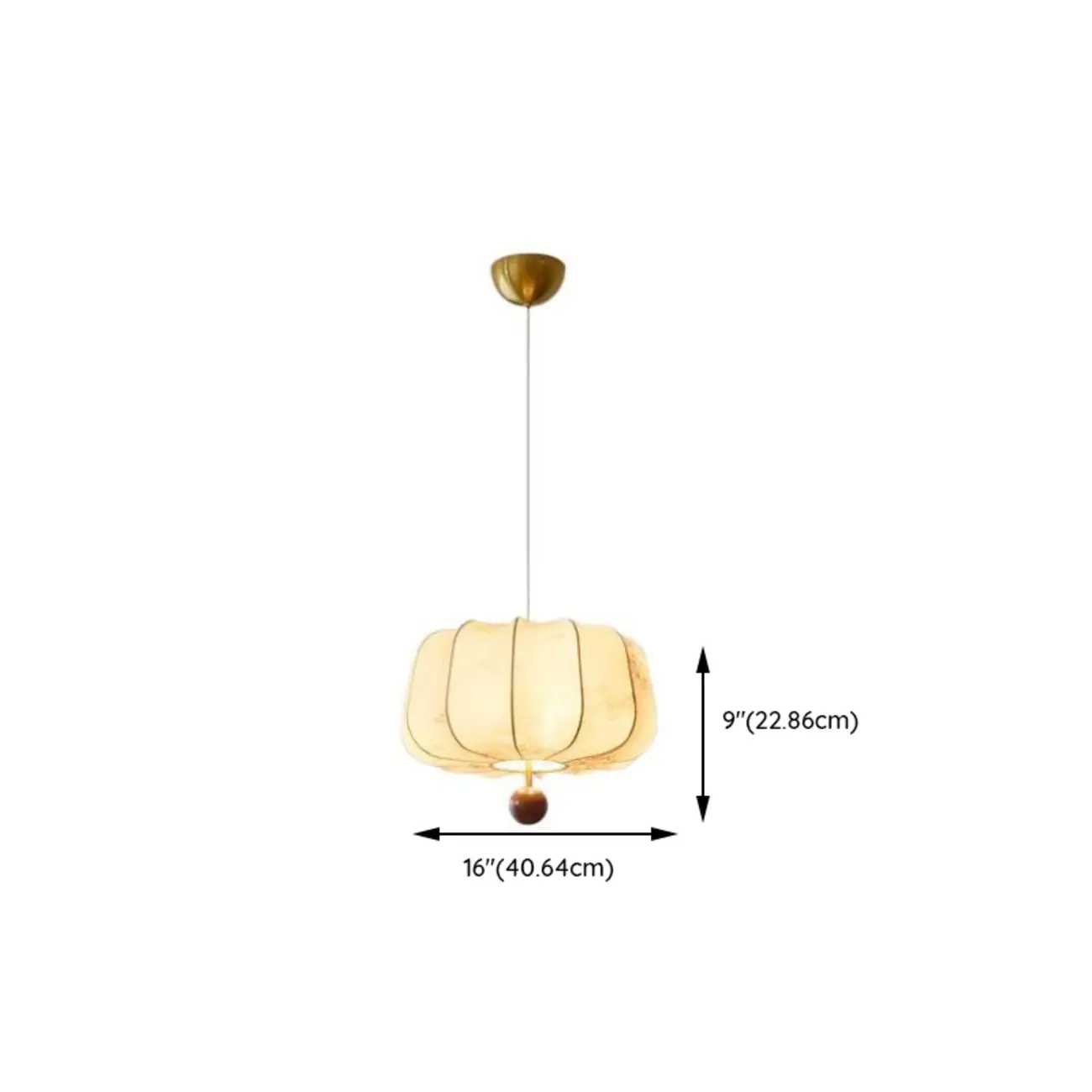 Oriental Off-White Fabric Pumpkin Chandelier