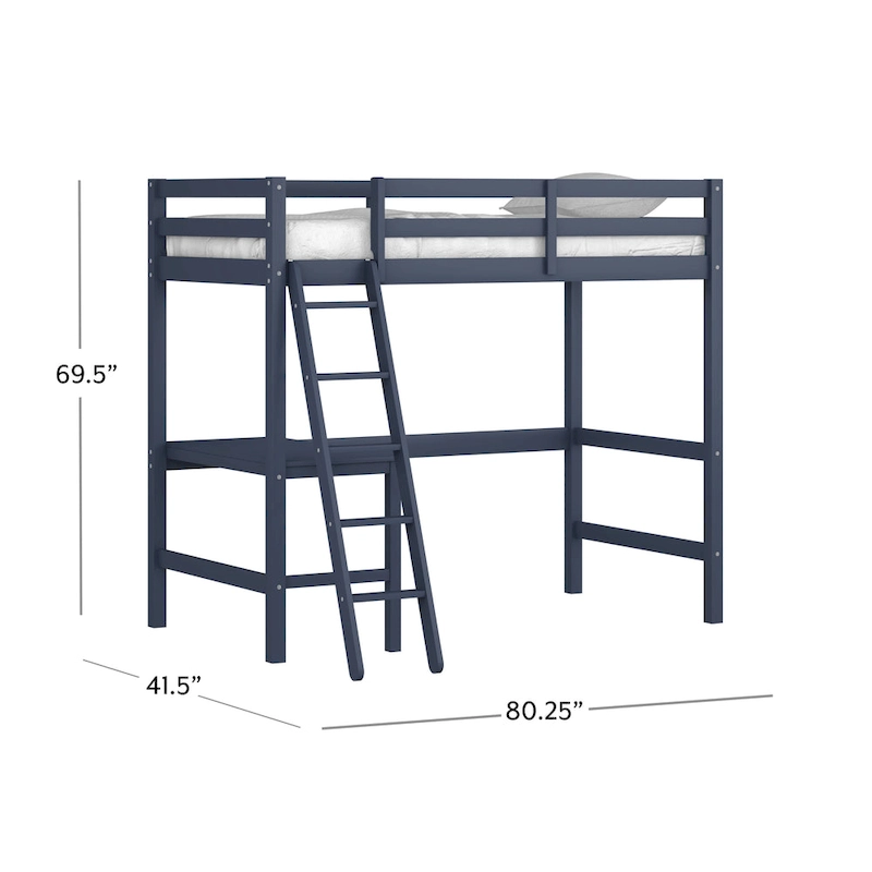 Hillsdale Caspian Wood Twin Loft Bed with Desk