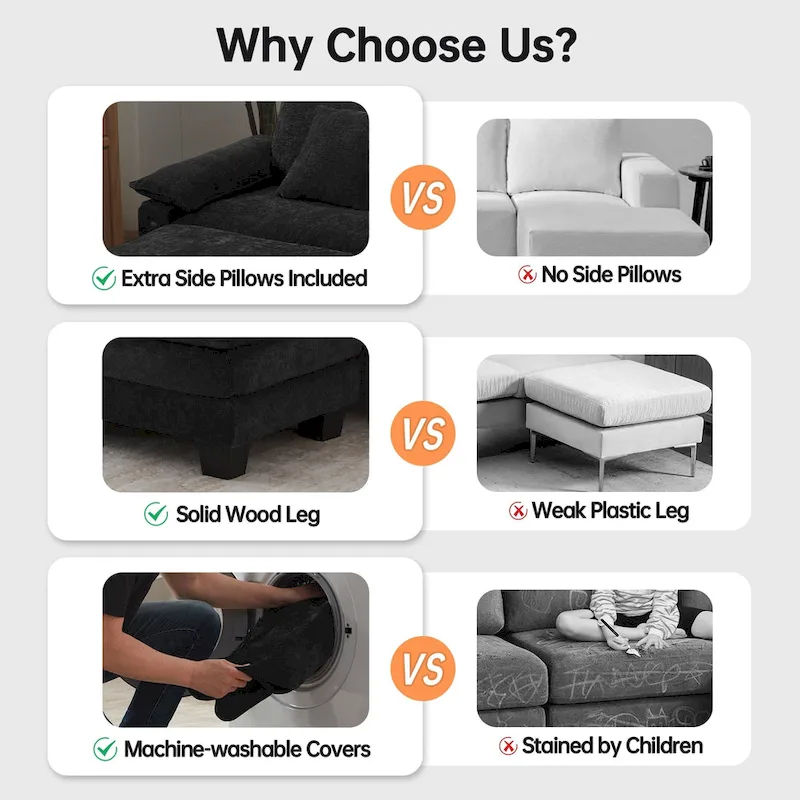 Modular Sectional Sofa with Ottoman and Deep Seat Sleeper