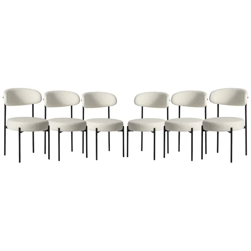 Bayville Mid-Century Curved Back Fabric Upholstered Metal Dining Chair (Set of 6)