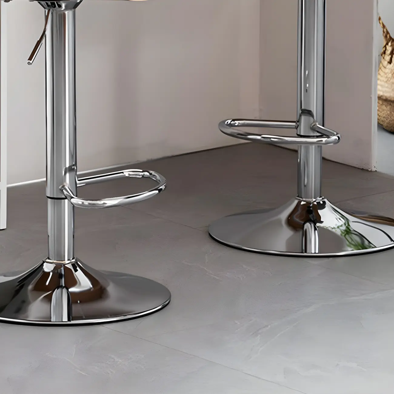 Arched Blackish Green Leather Swivel Adjustable Bar Stool