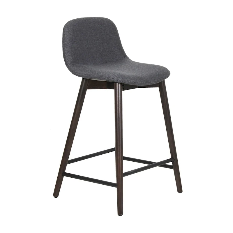 Upholstered Solid Wood Counter Stool With Footrest by