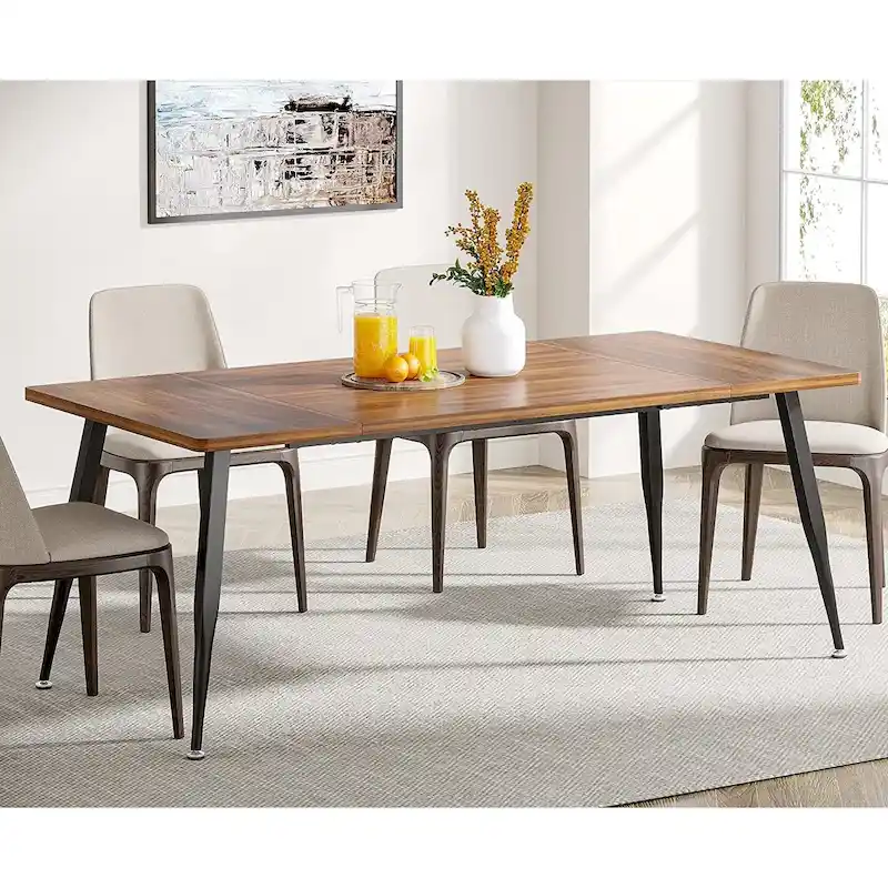 Industrial Dining Table for 6 to 8, Rectangular Kitchen Table