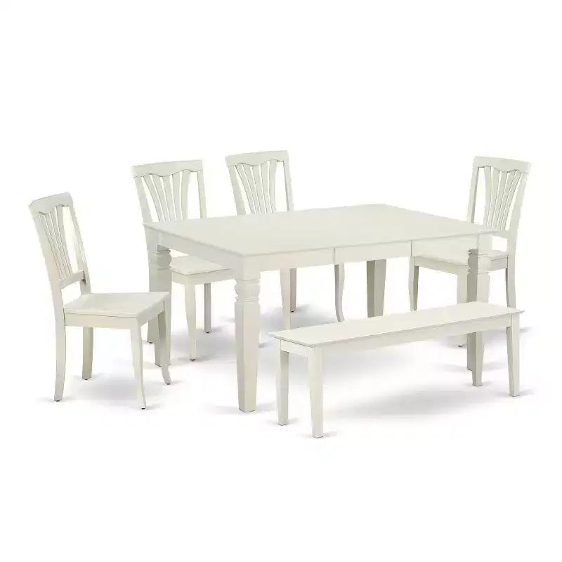 Farmhouse Dining Set - 6 Rectangular Table & 4 Chairs + Bench - 42/60 Inch