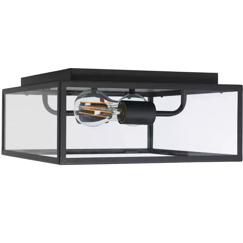 Rinnah 12 Outdoor Flush Mount - PLT7034 - Black - Safavieh