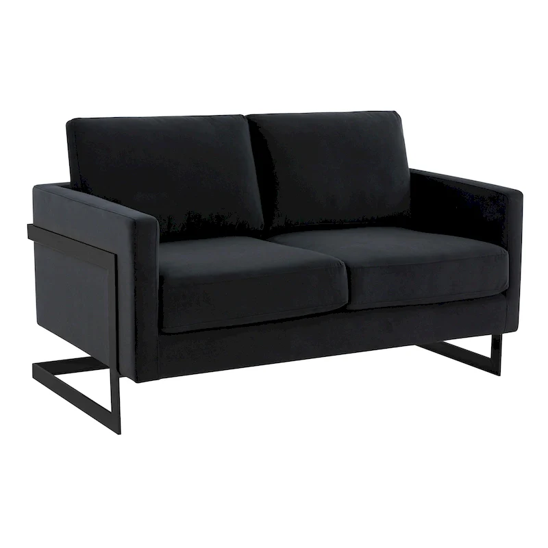 Upholstered Loveseat Sofa in Velvet Fabric with Removable Cushions and Stainless Steel Frame
