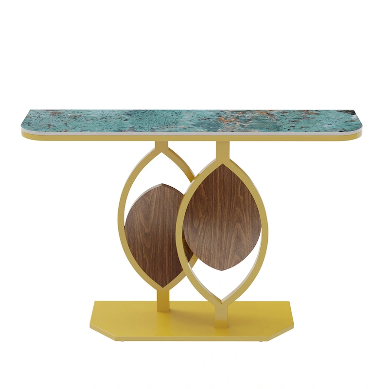 48 Modern Console Marble Table with Gold Base Entryway Living Room - 48x12x31