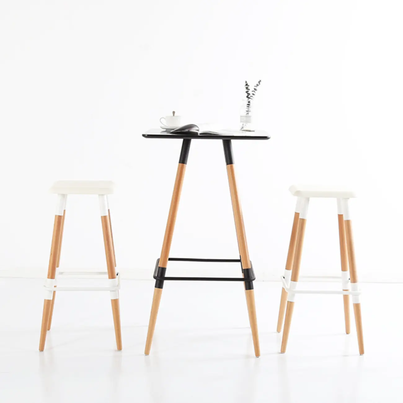 Modern Red Wooden Square Pub Tables