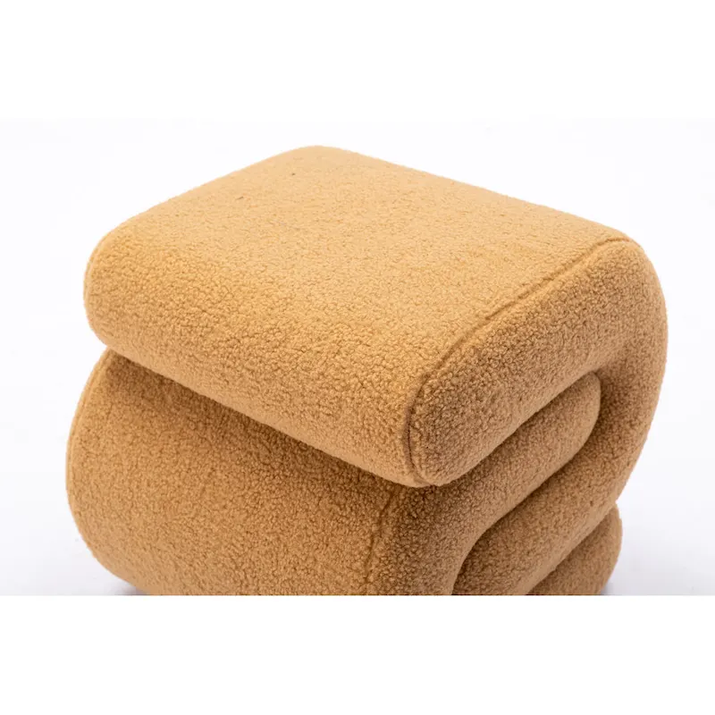 Modern S-shape Fabric Ottoman Makeup Stool Footstool