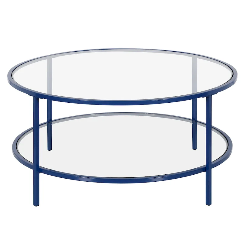 Sivil 36 Wide Round Coffee Table with Glass Top - 36 Wide