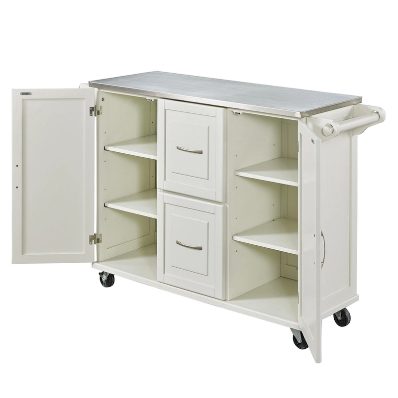 Homestyles Dolly Madison Wood Kitchen Cart with Stainless Steel Top