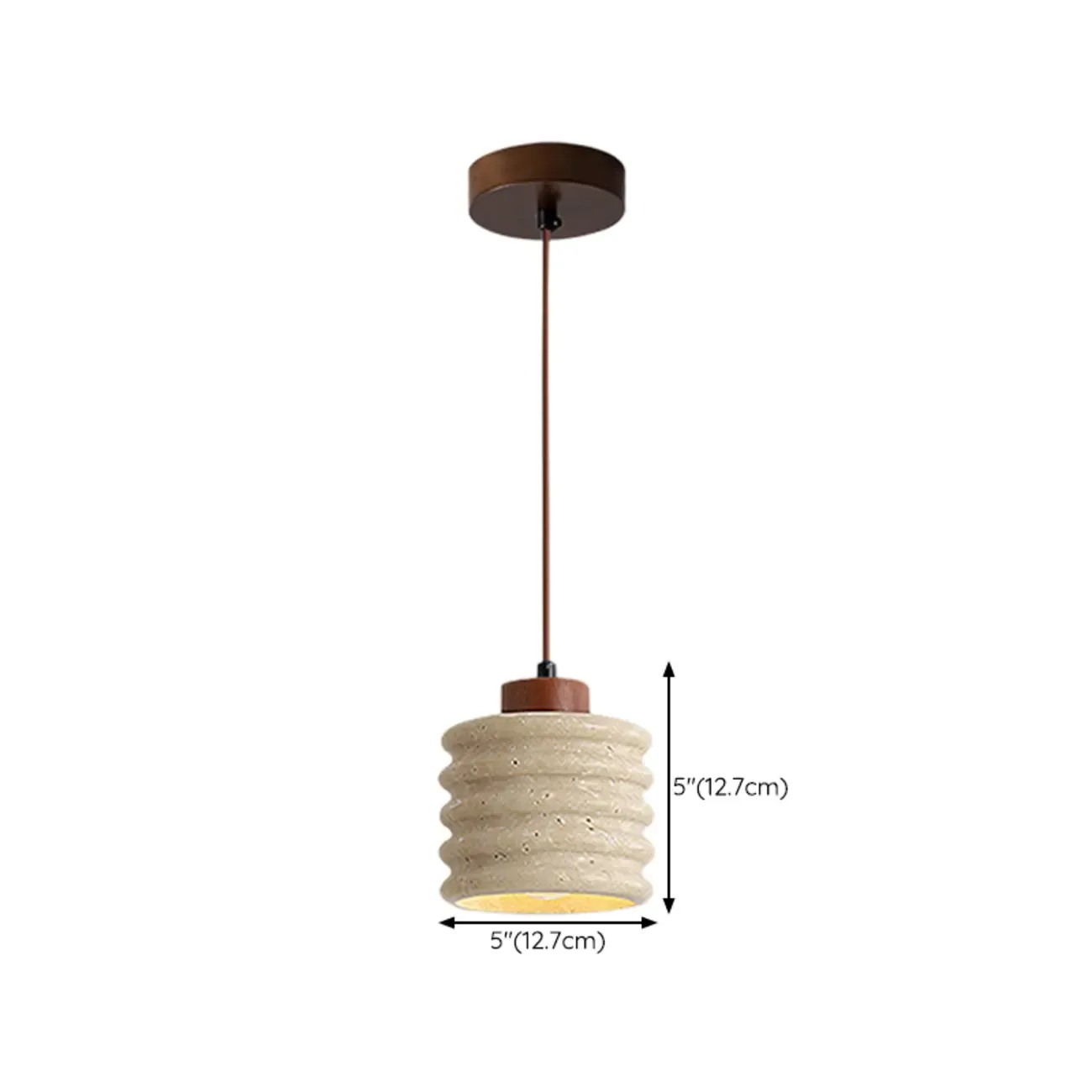 Cylinder Wood Stone Rope Bedside Pendant Light