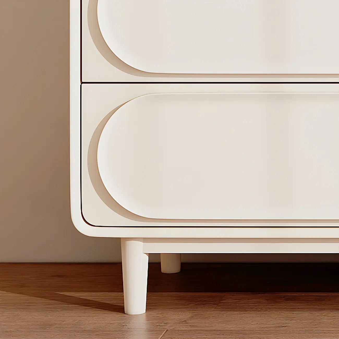 Classic White Wooden Chest with Metal Handles & Drawers