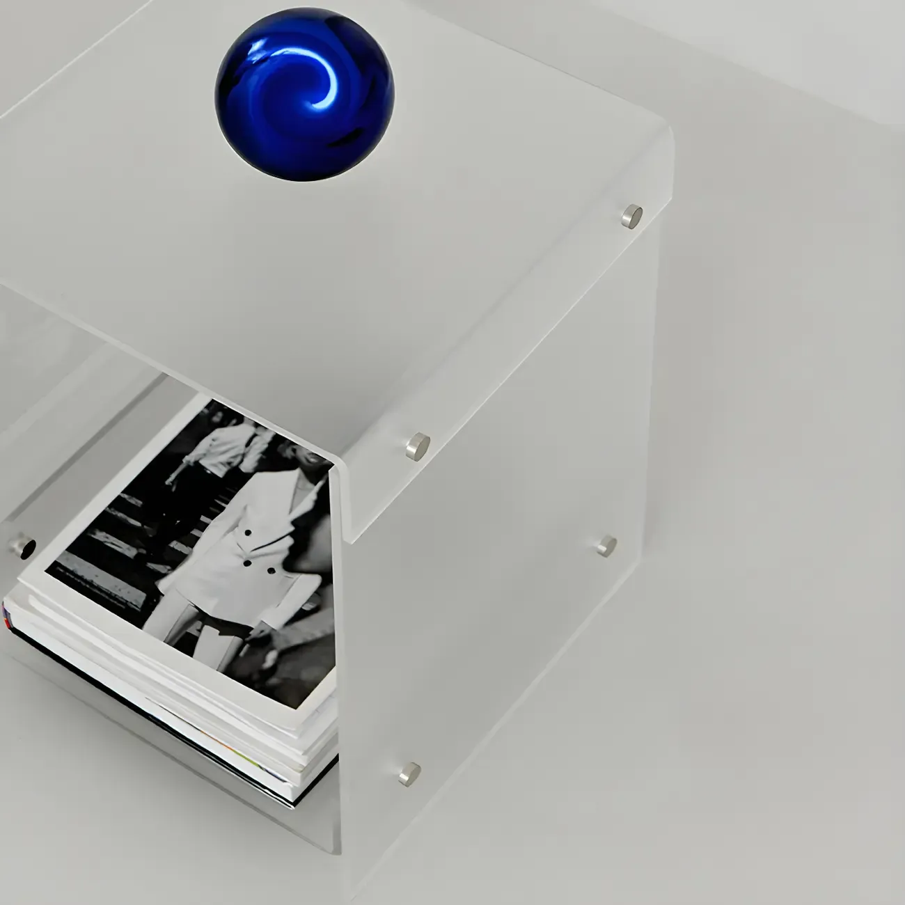 Modern Acrylic Bedside Table with Shelf