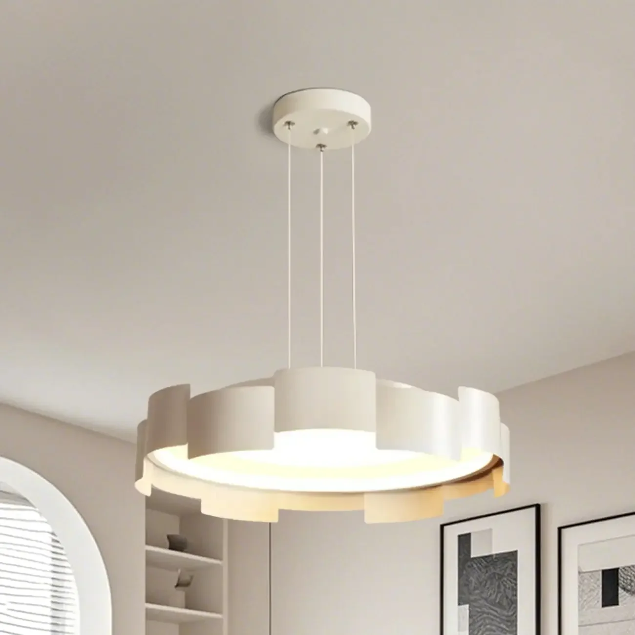 Modern Adjustable White Round LED Chandelier