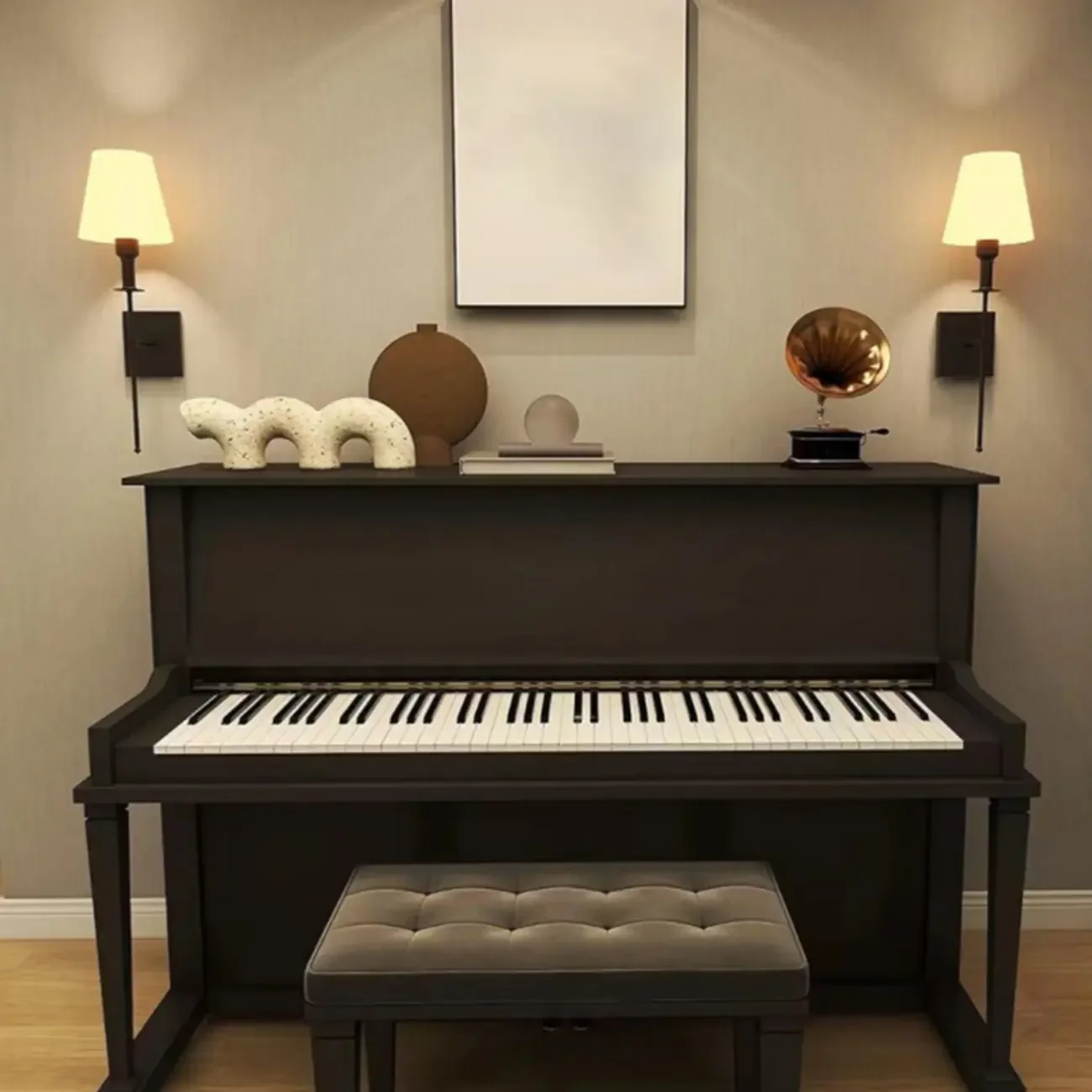 Modern Metal Fixture Fabric Shade Wall Sconce