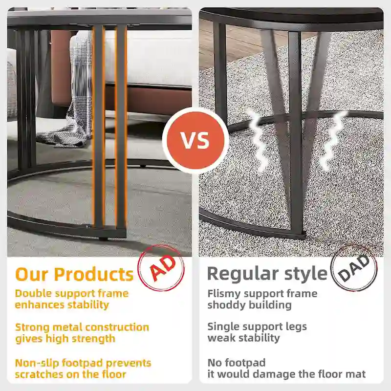 Round Sofa Nesting Coffee Table Sintered Stone Set of 2