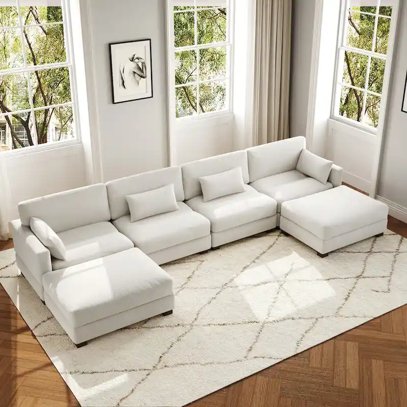 U Shaped Couch Sectional Sofa with Ottoman