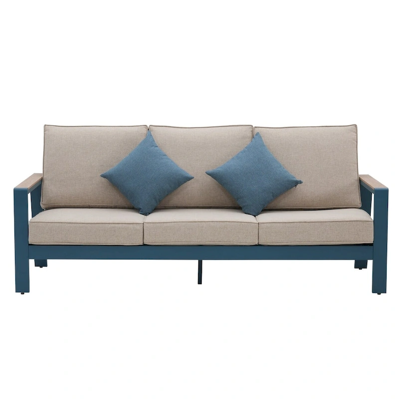 Zenova Aluminum Outdoor Sofa, Cushioned Aluminum Outdoor Sofa