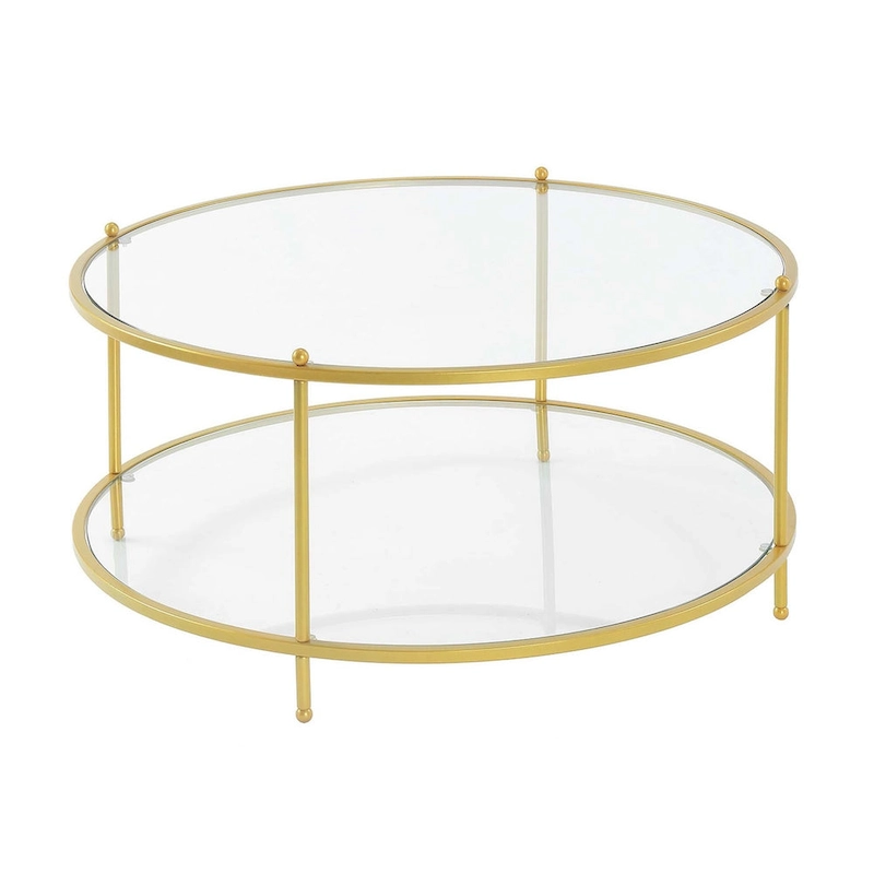 Convenience Concepts Royal Crest 2 Tier Round Glass Coffee Table
