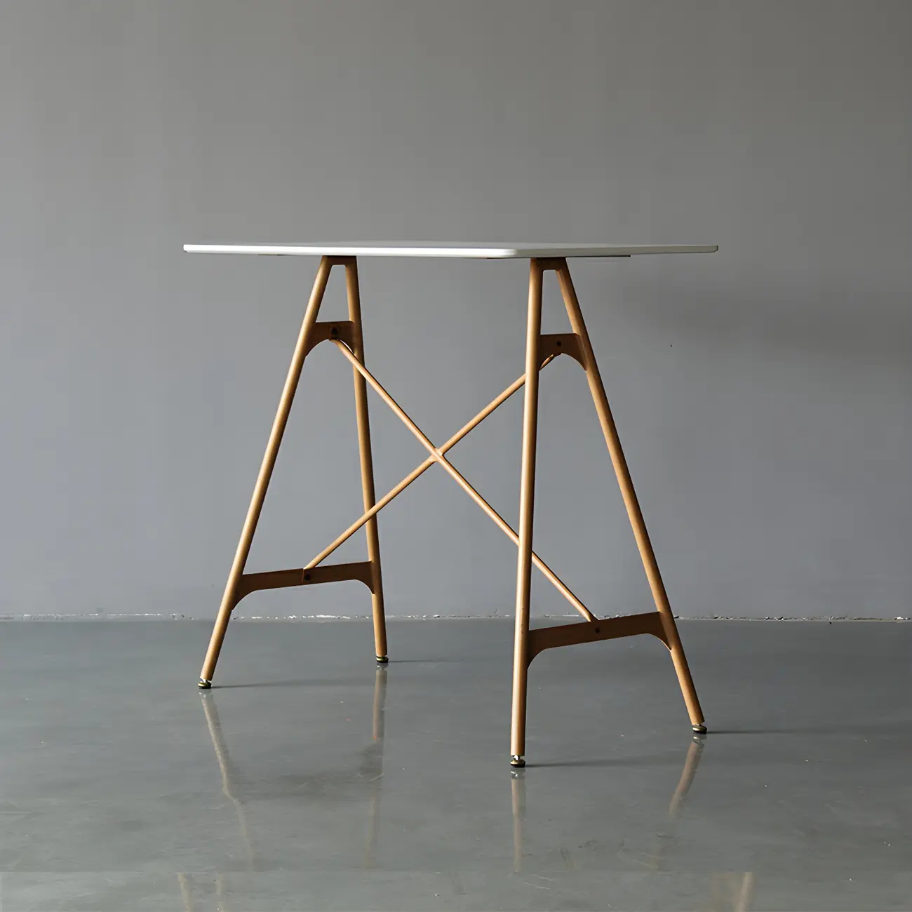 Industrial Lightweight Black Wood Wood-Tone Metal Bar Tables