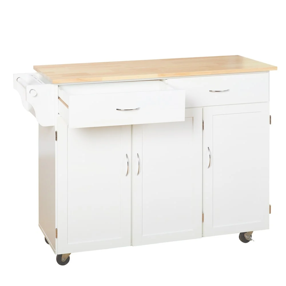 Simple Living Addie Kitchen Cart with Wood Top