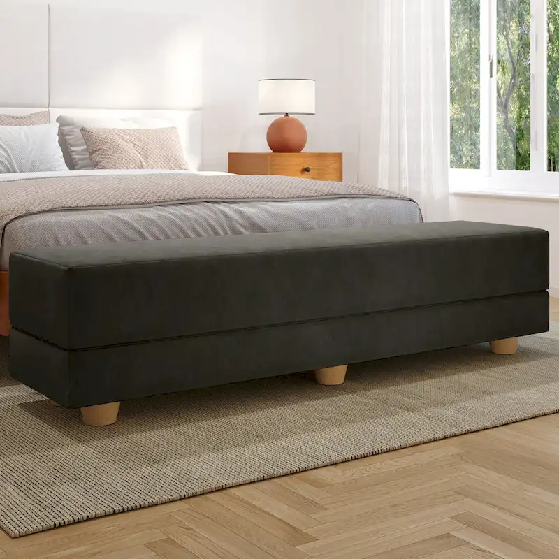 Pinot / Camel / Coffee / Ice / Ivory / Butternut / Indigo Micro-Velvet Convertible Bed Bench & Twin Sleeper - Single Use