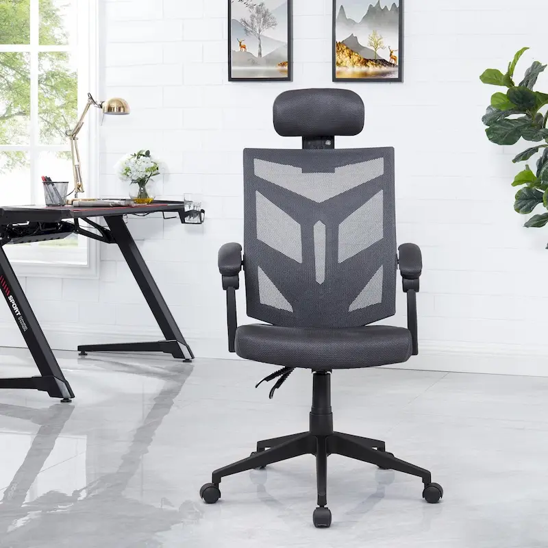 Adjustable Ergonomic Office Chair with Headrest Ergonomic Desk Chair High Back Mesh Office Chairs with Lumbar Support and Wheels