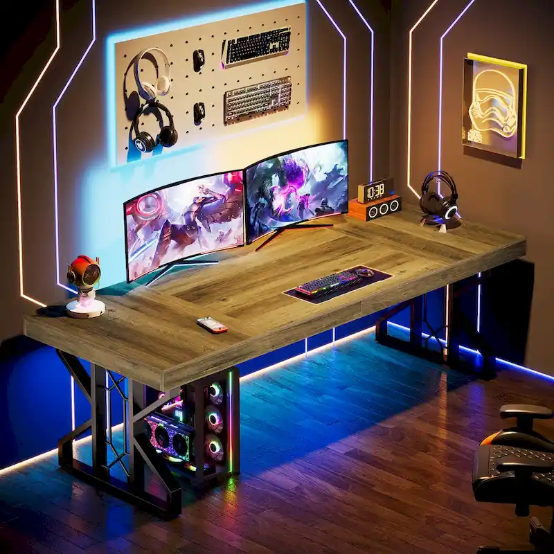 63-Inch Large Executive Office Desk, Rustic Brown Computer Desk