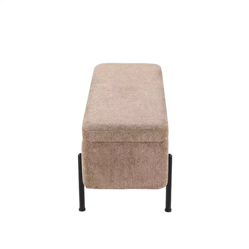 LumiSource Daniella Bench Black Steel/Brown Fabric