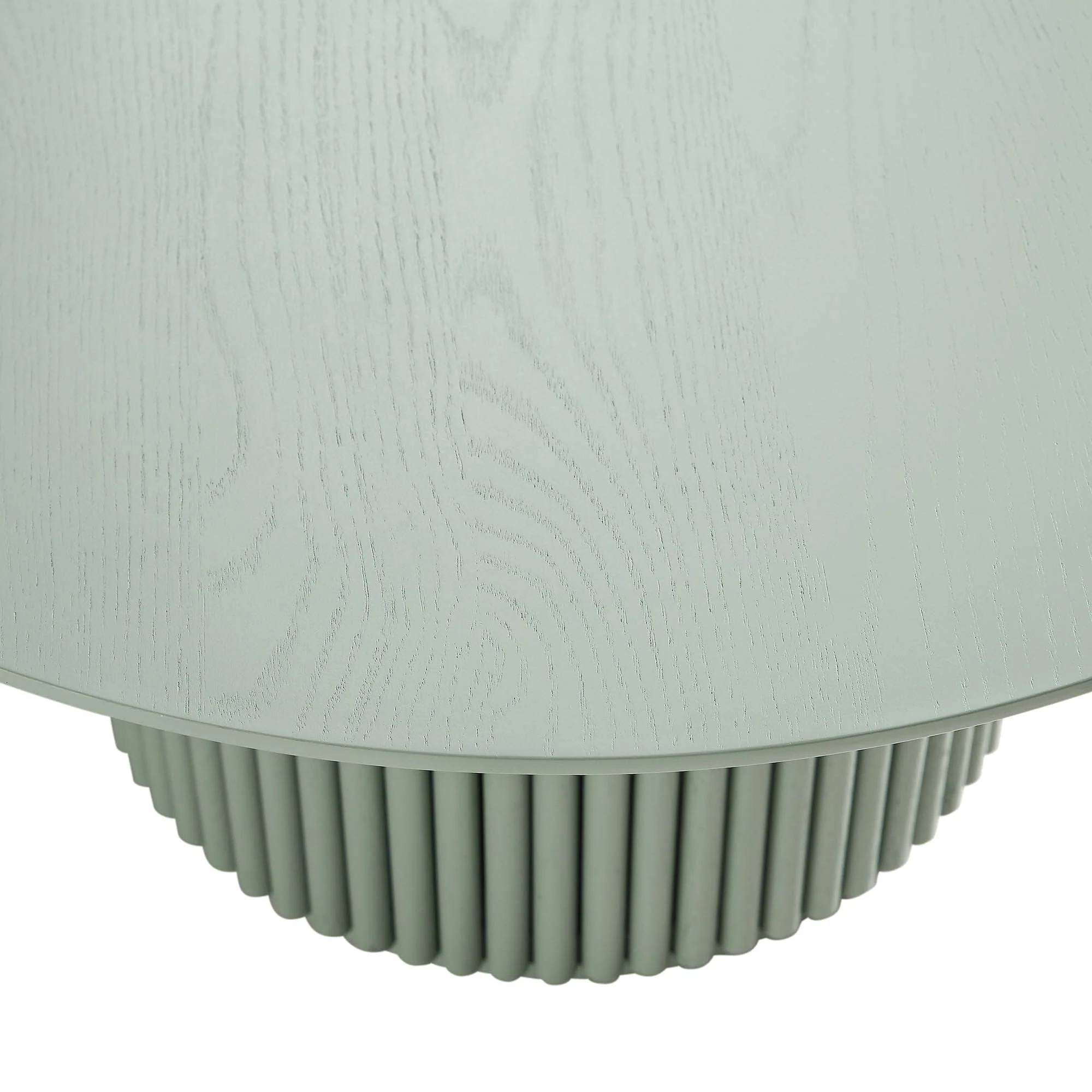 Round Oak Pedestal Coffee Table, Sage Green