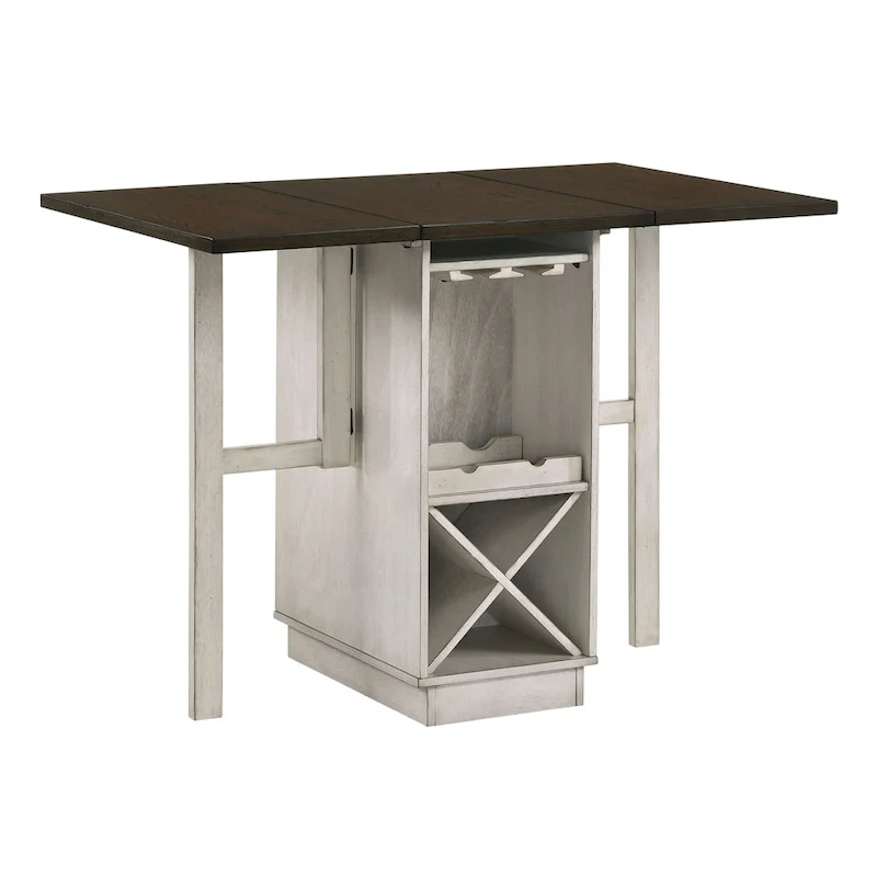 Farmhouse White Wood Drop Leaf 5-Piece Counter Height Dining Table Set by Furniture of America