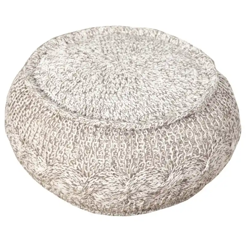Sevita Melange Natural Cable Knit Pouf Ottoman