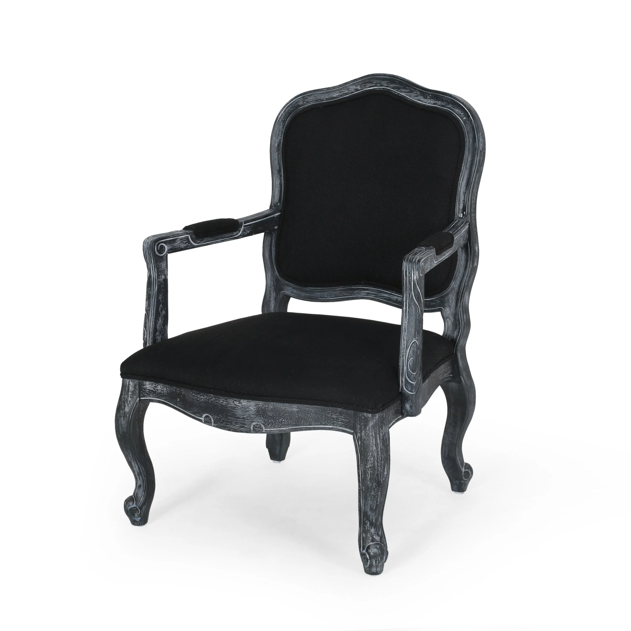 French Country Wood Upholstered Dining Armchair - NH581513