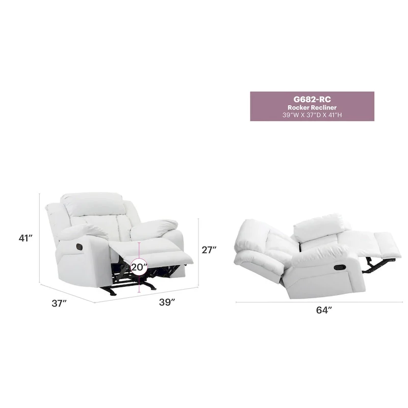 Daria Faux Leather Upholstery Reclining Chair - 38L x 37W x 41H