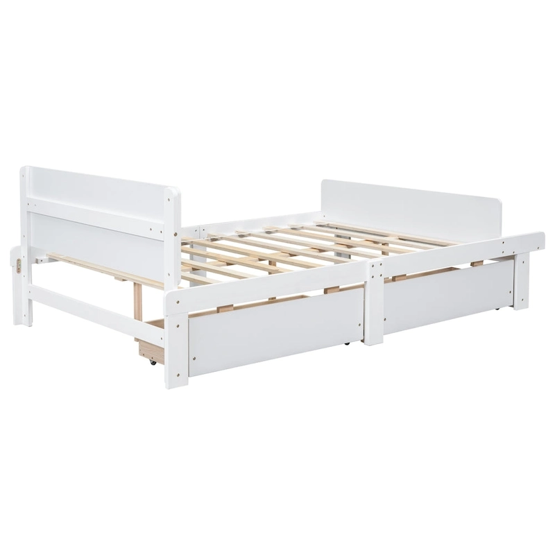 Full Bed with Footboard Bench,2 drawers