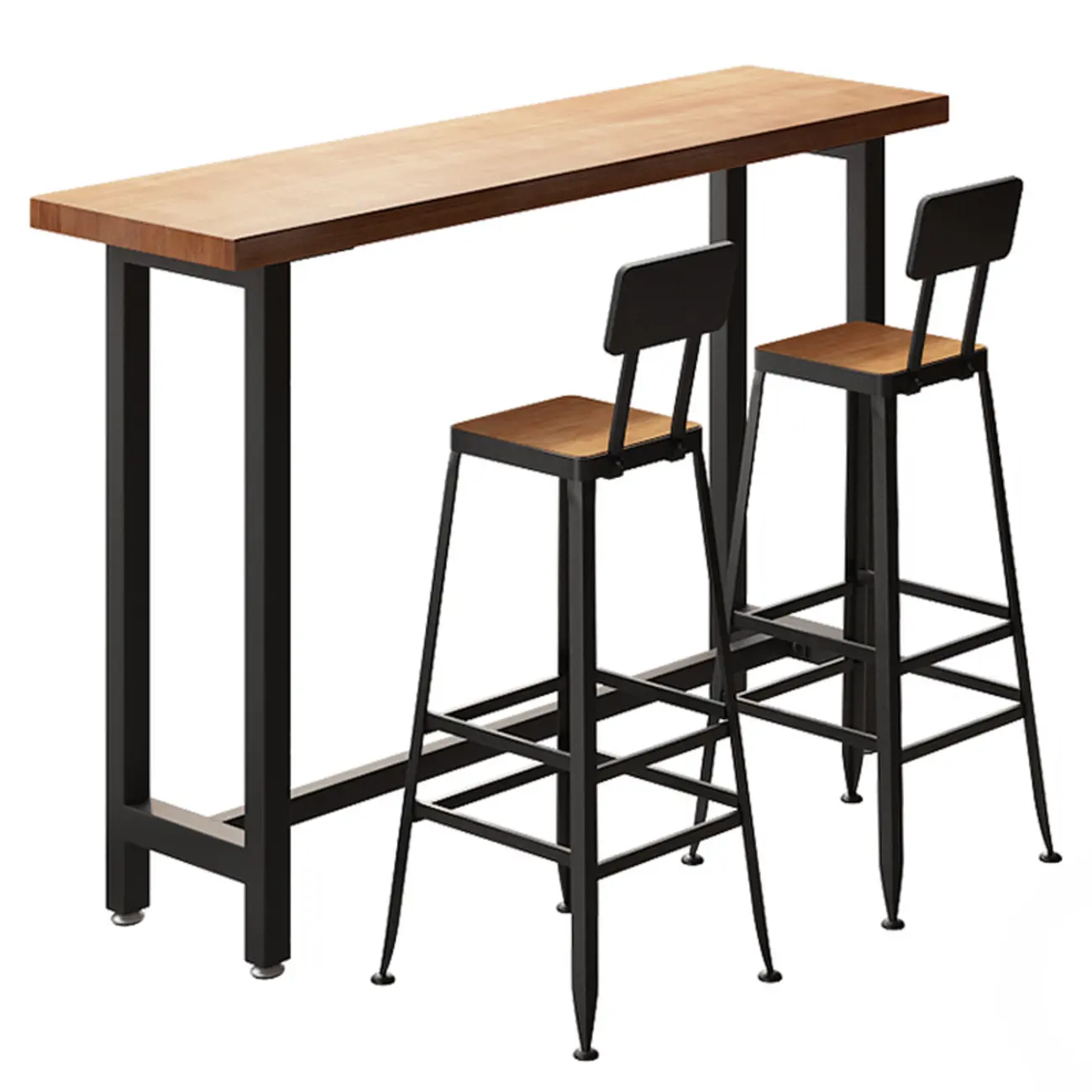 Footrest Natural Wooden Fixed Top Bar Tables