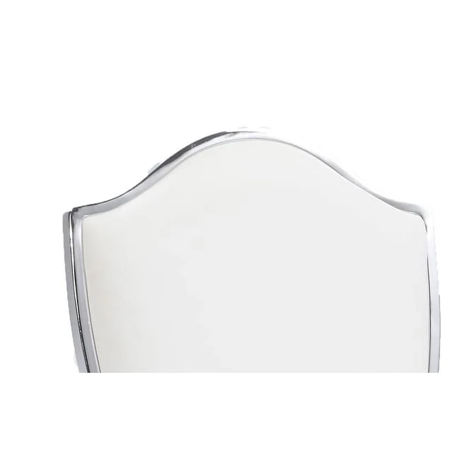 White Faux Leather Shield Back Dining Chair, Chrome Legs, Set of 2