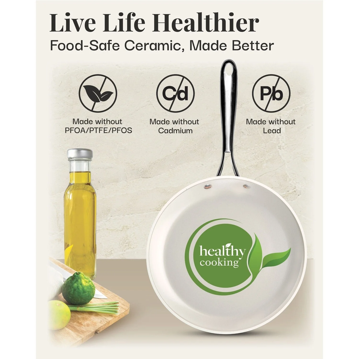 Gotham Steel Cream 12 Piece Pots and Pans Ultra Nonstick Ceramic Cookware Set with Stay Cool Handles