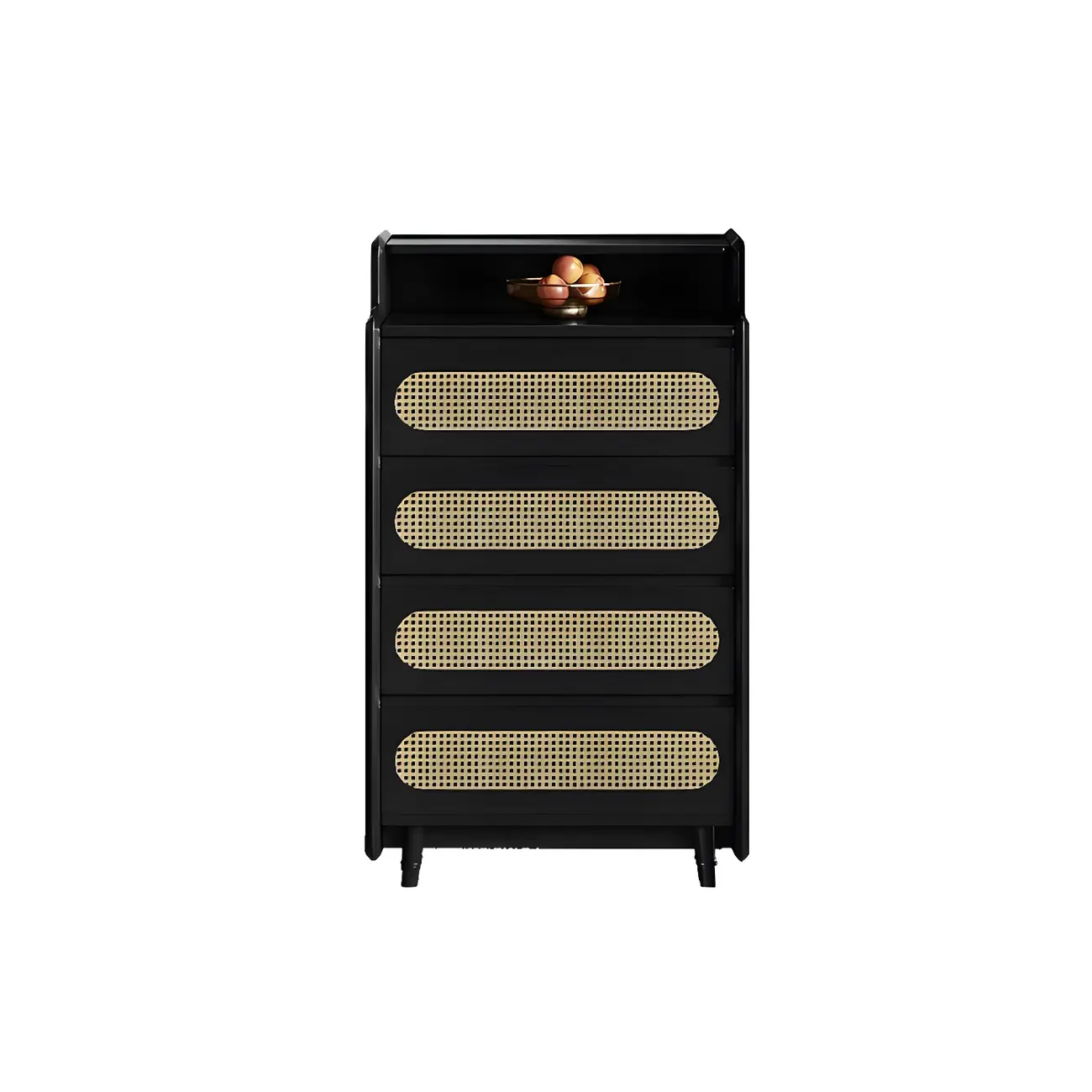 Brown Wood Rattan Front Accent Chest with Multi-Drawer