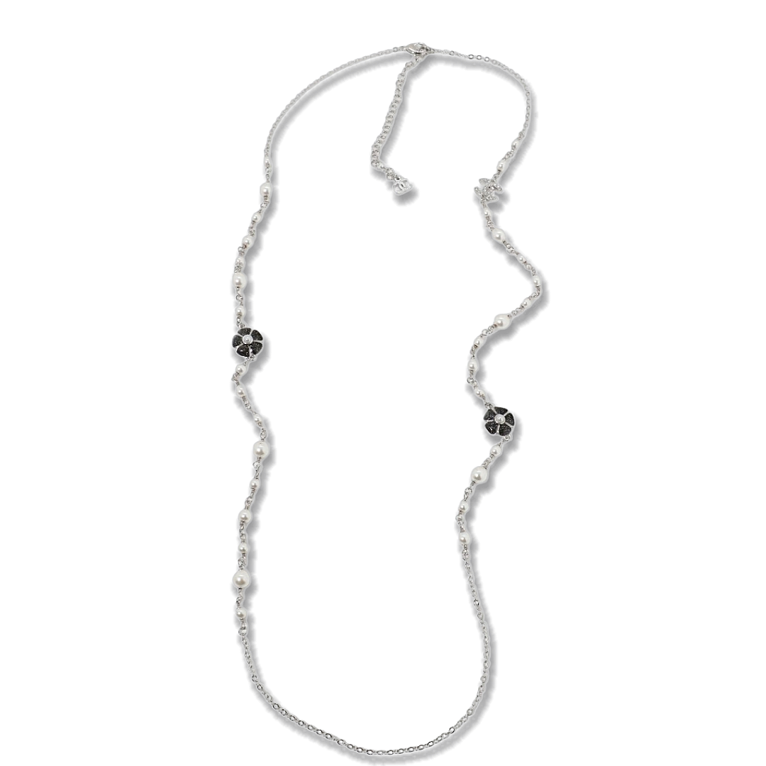 CCL118 Chanel enamel camellia cc logo long chain sweater necklace - ccjewelryacc