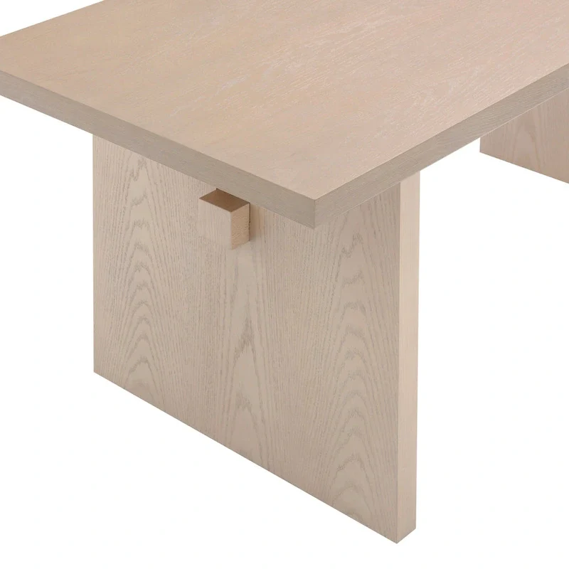 Modern style six-person dining table, small rectangular table, solid wood legs.