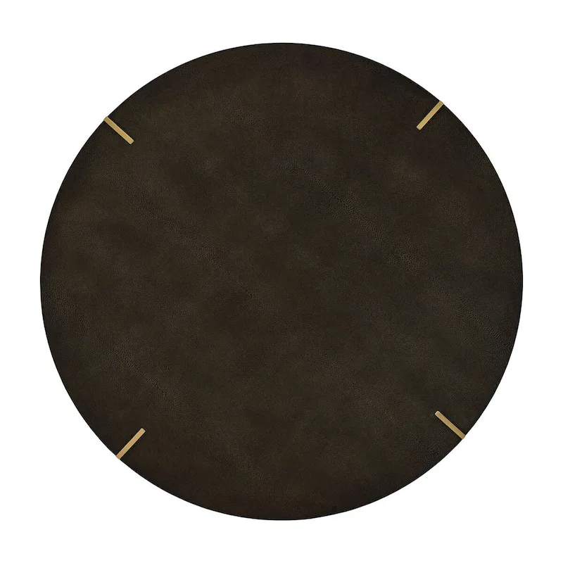 Vennesla Gold Finish Metal Dark Brown Faux Shagreen Round Table Set by iNSPIRE Q Bold