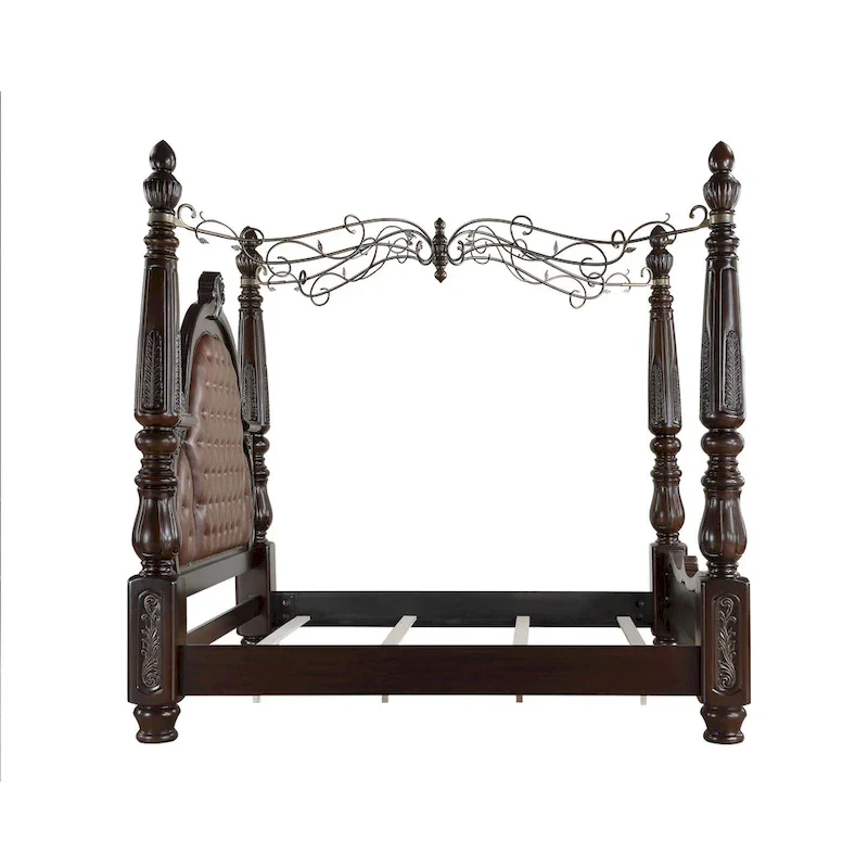 New Classic Furniture Gweni Walnut and Brown Canopy Bed