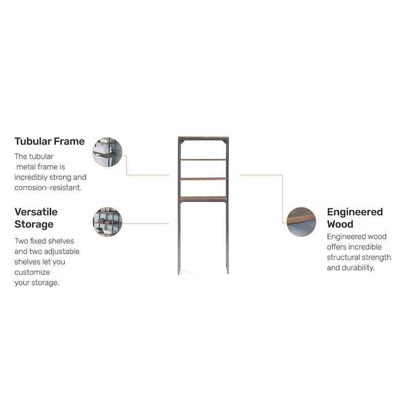 Barnside Gray Over The Commode Stand With Adjustable Shelves By Homestyles - N/A